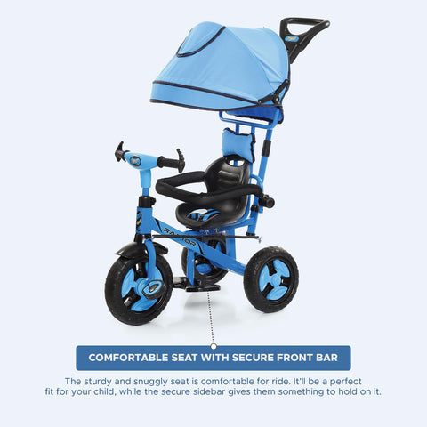 Dash Raptor 3 in 1 Cycle for Kids, Baby Cycle,Tricycle, Kids Cycle, Tricycle for Kids for 3 Years to 5 Years with UV Protection Canopy, Parental Handle, Protective Arm Rest (Capacity 25Kg | Blue)