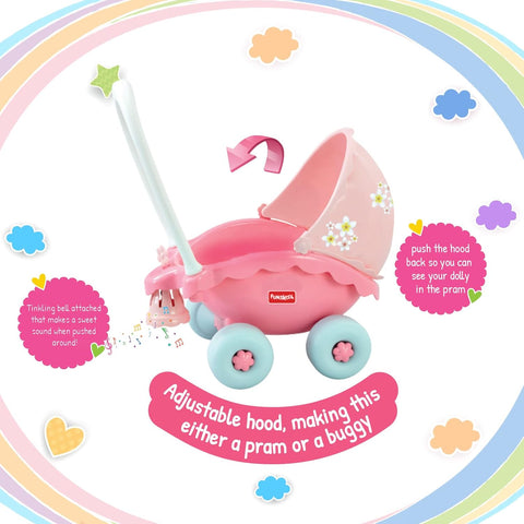 Funskool Giggles - My Little Buggy in Beautiful Pink Shade, Push & Drive Buggy, Encourages Walking and Pretend Play,18 Months & Above, Infant & Pre-School Toy.