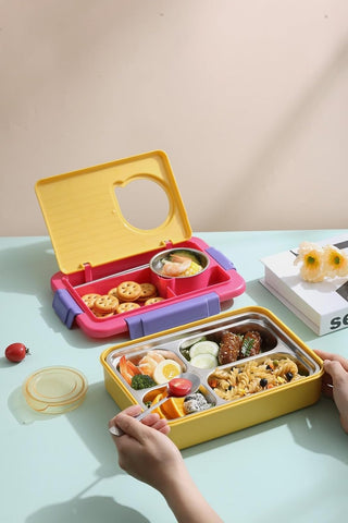 Lunch Box for Kids, 8 Compartment Lunch Box Kids, Leak Proof Lunchbox with Tableware for Kids Lunch boxes for School, Microwave/Dishwasher/Freezer Safe, BPA-Free and Reusable, BLUE