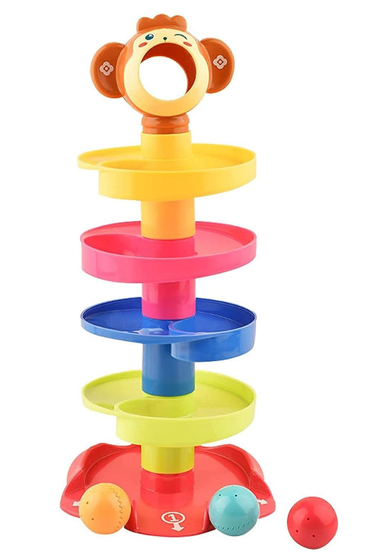 5 Layers Swirling Ball Ramp Roll Ball Toy for Baby Kids | Drop and Go Ball Stack and Toss Game with 3 Balls | Plastic | Multi Color | for Toddlers