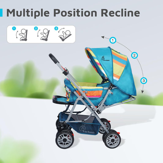 R for Rabbit Lollipop Lite Colorful Stroller & Pram with Easy Fold for Newborn Baby, Stylish Easy Foldable & Carry, 3 Position Recline, Reversible Handle, Kids of 0 to 3 Years (Multi Color)