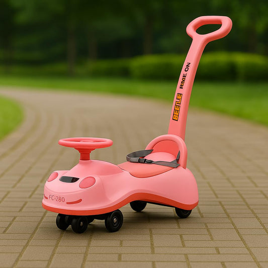 Beetle Swing Car Rider with Parental Handle -Beetle Twist and Swing Magic Car Ride On for Kids with Steering Music and Lights Age 3+