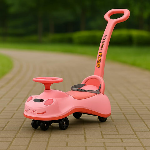 Beetle Swing Car Rider with Parental Handle -Beetle Twist and Swing Magic Car Ride On for Kids with Steering Music and Lights Age 3+