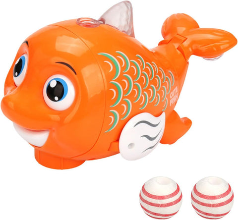 Musical Fish Toy for Kids with Universal Wheel Bump n Go, Blowing Ball Function, Flashing Light & Sound Toy for Babies Boys Girls (Pack of 1) Multicolor