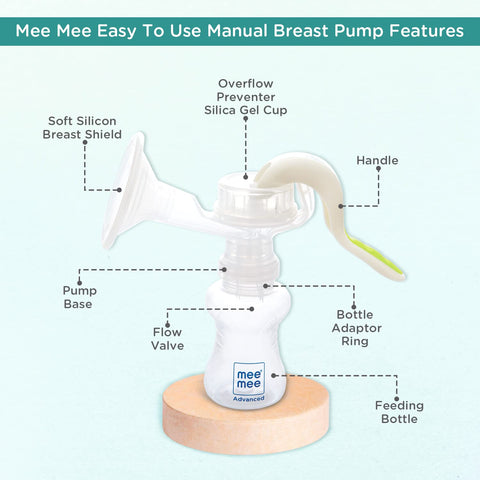 Mee Mee BPA Free Comfort Manual Breast Pump with | Soft silicone breast shield | Soothing Massage function | Easy to Carry & Clean for