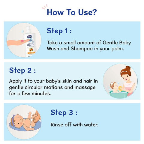 Chicco Baby Moments Gentle Body Wash and Shampoo for Tear-Free Bath time, Suitable for Baby’s Gentle Skin and Soft Hair, No Phenoxyethanol and Parabens