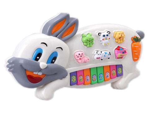 Musical Rabbit Piano Toy with Flashing Light & Sound for Kid, Early Development Musical Toy- Assorted (Pack of 1)