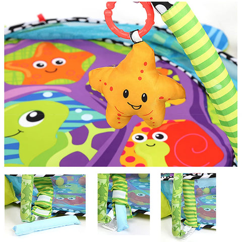 3-in-1 Turtle Baby Play Mat Gym Carpet Crawling Mat Turtle Toy Net Support Marine Ball Pool Fence