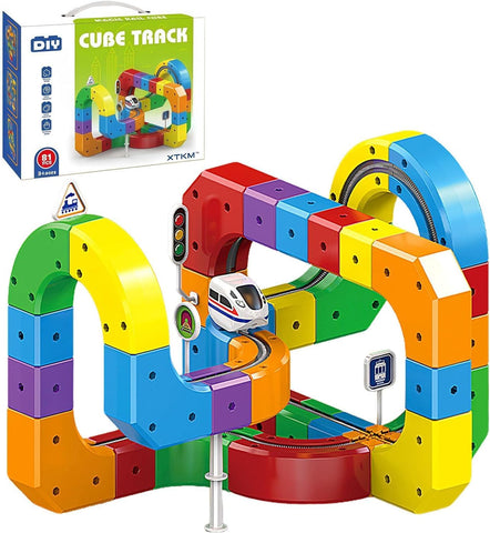 Magnetic Train Track Set,Electric Train Set Building Toy Train Track Gravity-Defying STEM Learning Fun Gift (81)