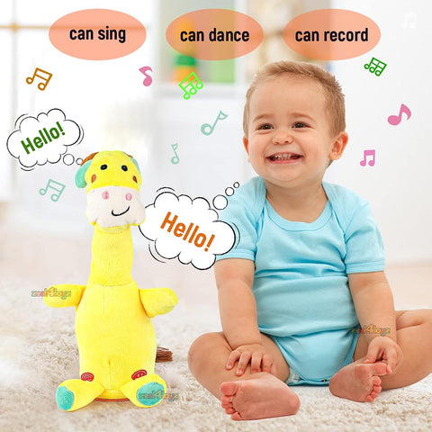 Dancing Cactus Talking Toy, Dancing Animal Giraffe Plush Toy Wriggle & Singing Recording Repeat What You Say Funny Education Toys for Babies Children Playing - Yellow