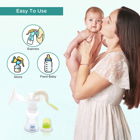 Mee Mee BPA Free Comfort Manual Breast Pump with | Soft silicone breast shield | Soothing Massage function | Easy to Carry & Clean for