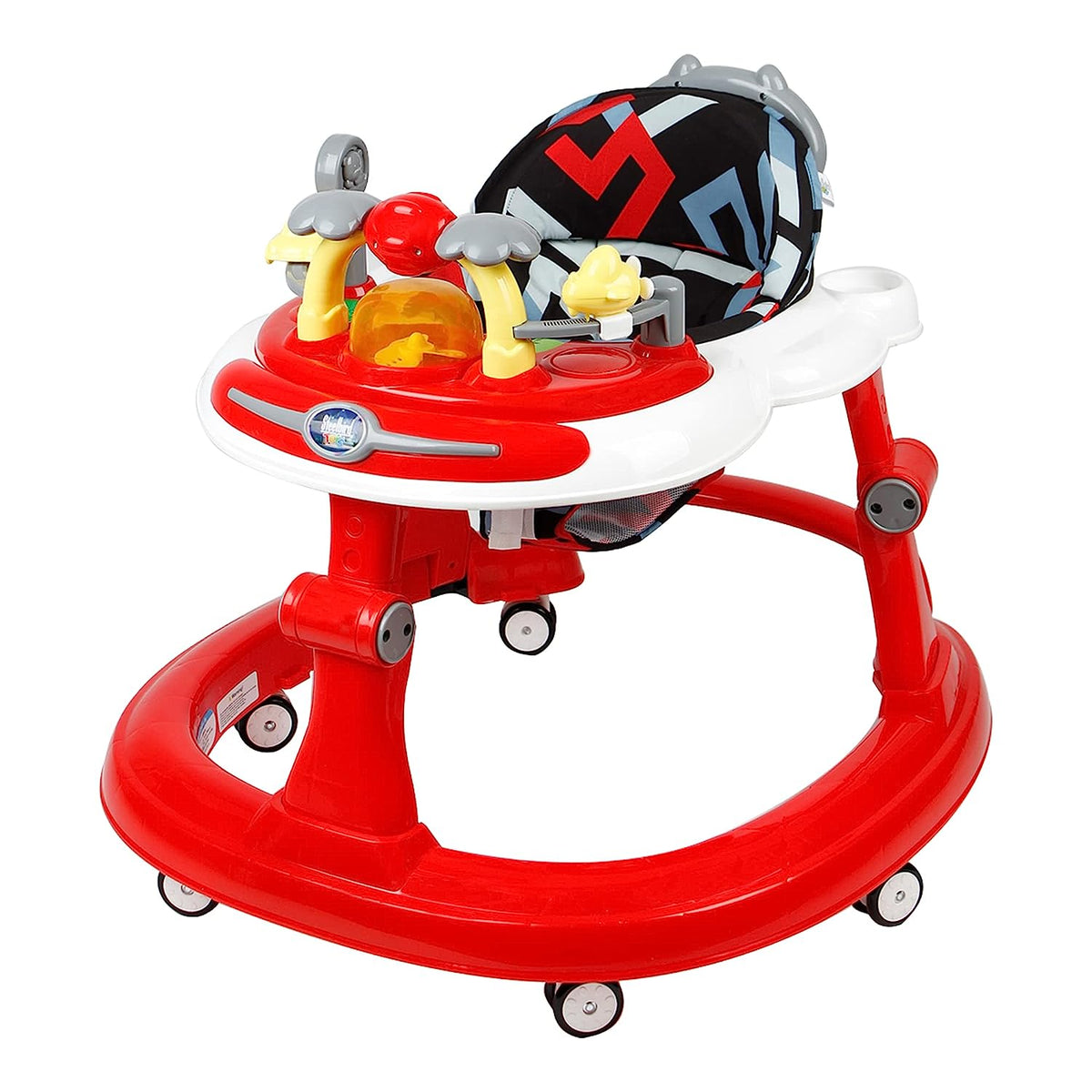 Steelbird Walk-N-Hop Unisex Anti Fall Toddler Hop, Sit & Stand Walker with Removable Toy Tray and 3 Height Adjustment (Red)