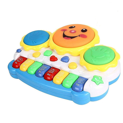 Drum Keyboard Musical Toys with Flashing Lights - Animal Sounds and Songs,Plastic,Multi Color(Pack of 1)