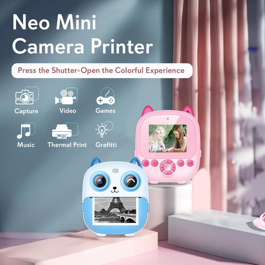 Kids Toy DIY Instant (PINK COLOUR )Black/White Print Digital Camera/Video Recorder with 2.4 inch Display + 12 MP Photo Resolution with Inbuilt Games and Filters Best for Gifting & Fun Purpose (DIY Print Camera)