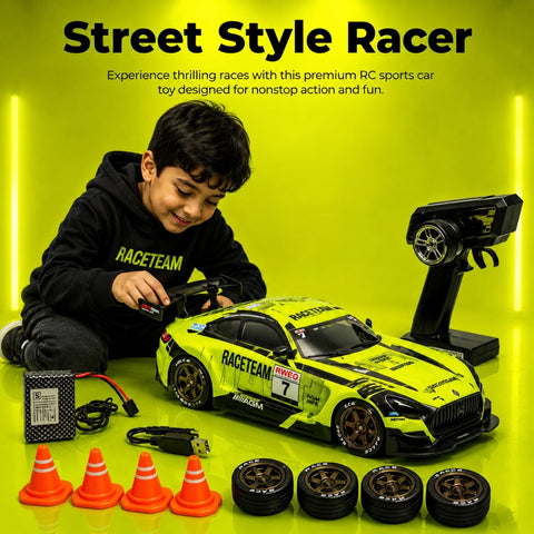 Model Car,2.4GHz Remote Control Car Racing Theme, High Speed Remote Control Drift Car with 4 Extra Wheels Livery