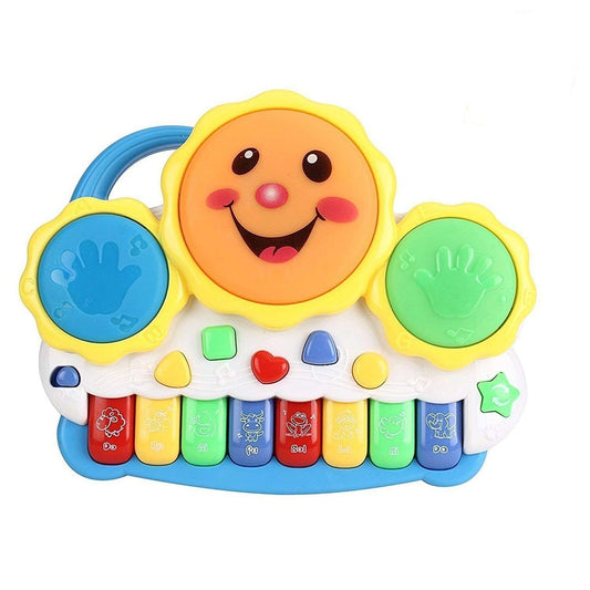 Drum Keyboard Musical Toys with Flashing Lights - Animal Sounds and Songs,Plastic,Multi Color(Pack of 1)