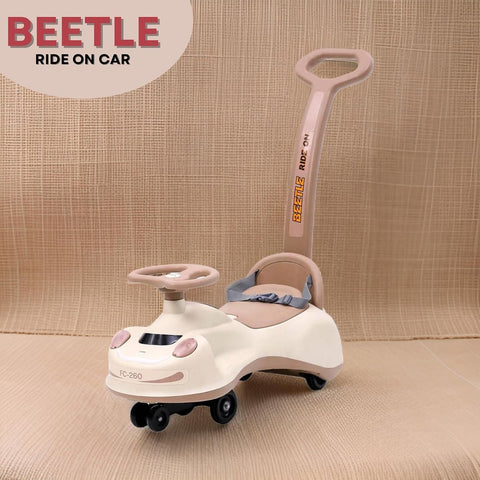 Beetle Swing Car Rider with Parental Handle -Beetle Twist and Swing Magic Car Ride On for Kids with Steering Music and Lights Age 3+