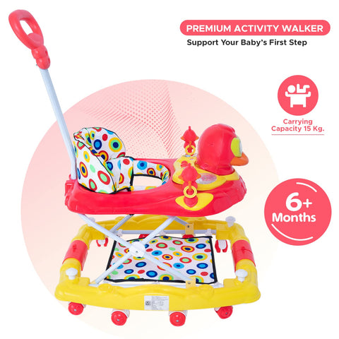 Dash Ducky Baby Walker, Activity Walker, Baby Walker 6-18months boy, Adjustable Height and Parental Handle, Musical & Light Rattles and Toys