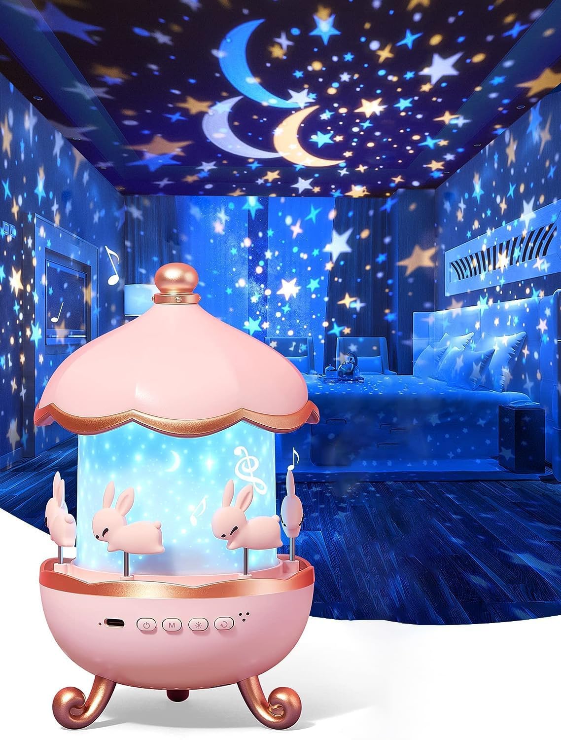 LED Projector Night Light lamp - 72 Light Modes Baby Sound Machine for Kids Room Decor, Bedroom