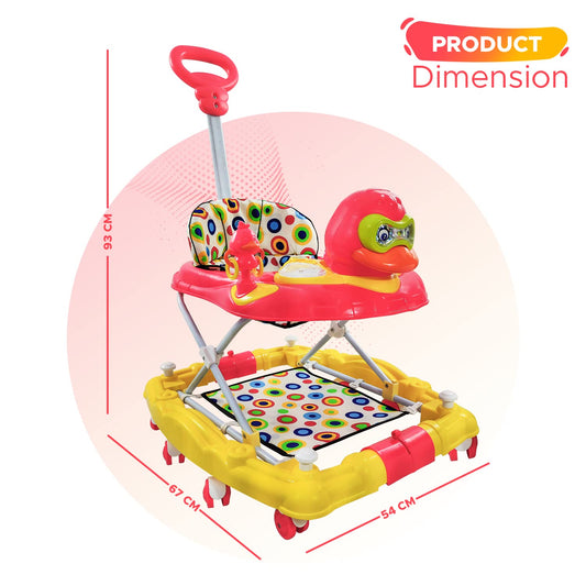 Dash Ducky Baby Walker, Activity Walker, Baby Walker 6-18months boy, Adjustable Height and Parental Handle, Musical & Light Rattles and Toys