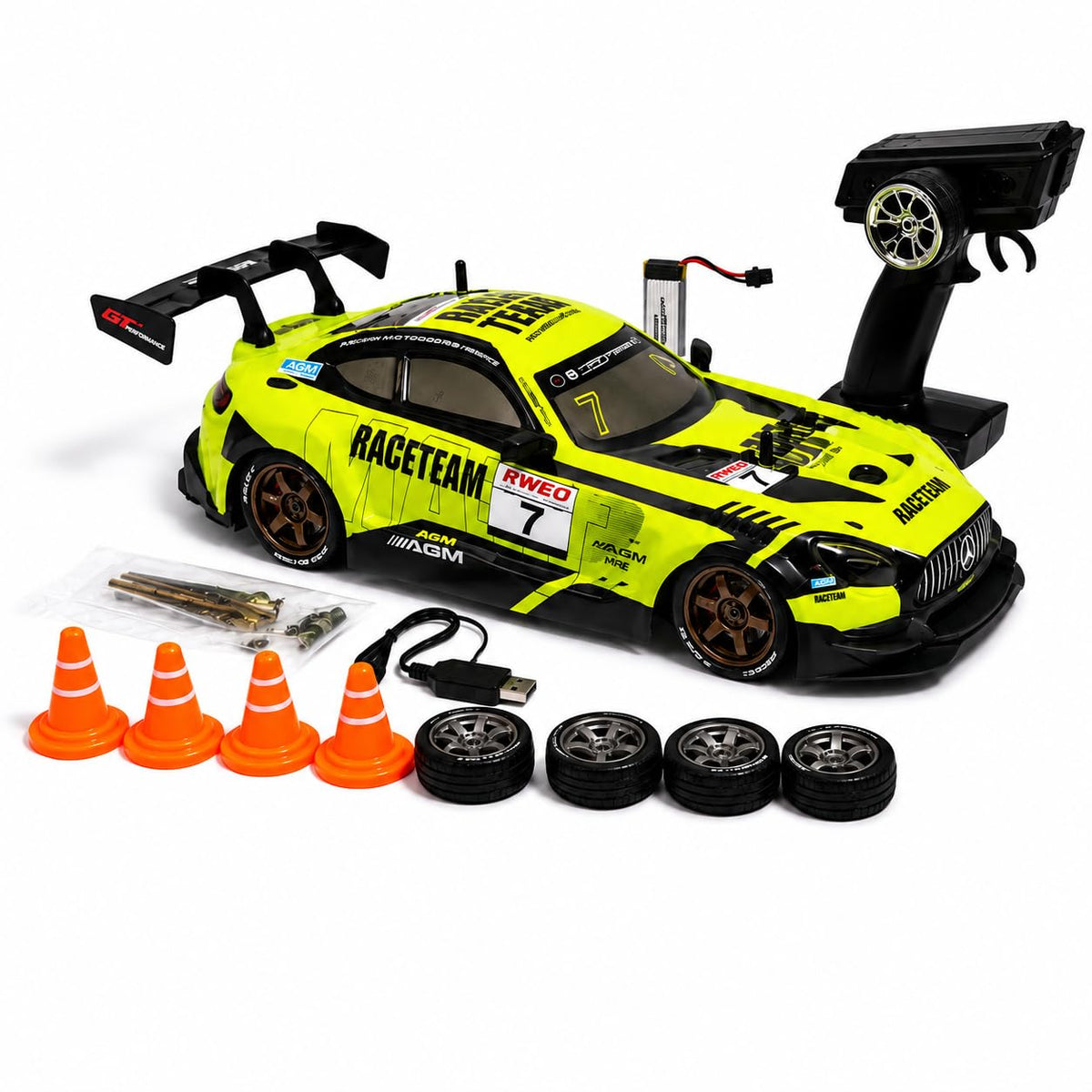 Model Car,2.4GHz Remote Control Car Racing Theme, High Speed Remote Control Drift Car with 4 Extra Wheels Livery