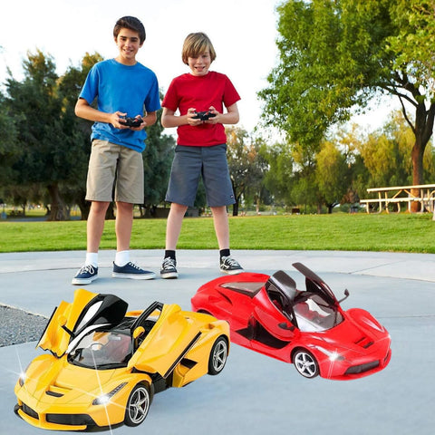 Large Size 1:16 Scale Super Sports car,rc car Rechargeable and Remote Controlled Auto Door Open able RC CAR with Light (Red caar/Yellow car) (Multi)