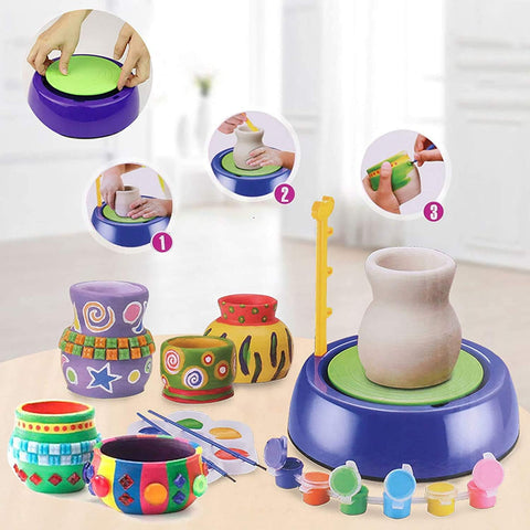 Pottery Wheel for Children, Electric Kids DIY Arts & Crafts Ceramic Pottery Wheels Clay Pottery Wheel Machine, Pottery Wheel Pottery Workshop Popular Craft Game Pottery Wheel