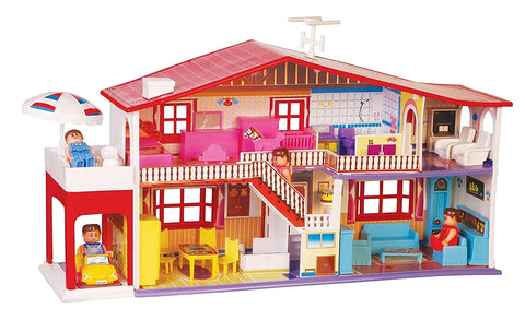 Toyzone Dollhouse (50 pcs) | Play Set for Girls| Role Play Set| Doll House with Furniture| Doll House Play Set for Kids with Furniture | Pretend Play Set (My Deluxe Doll House(50pcs)) Multicolor