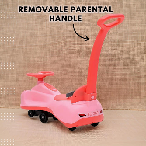 Beetle Swing Car Rider with Parental Handle -Beetle Twist and Swing Magic Car Ride On for Kids with Steering Music and Lights Age 3+