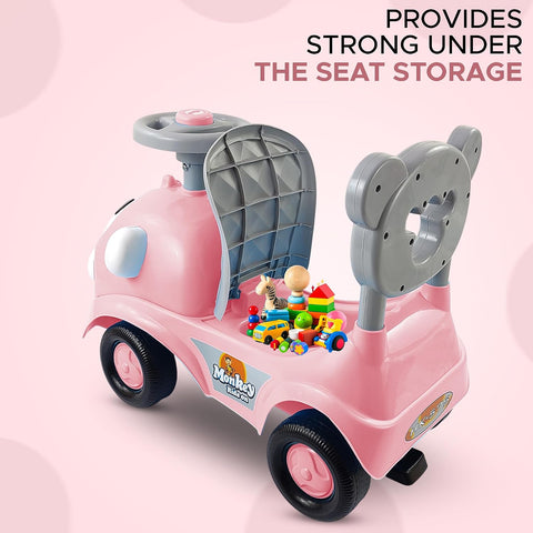 Monkey Manual Push Ride On Car for Kids 2 Years, Baby Car with Steering non-musical  Birthday Gift for Baby Boy & Girl, Under Seat Storage & Safety Backrest