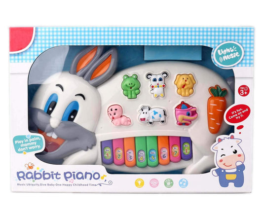 Musical Rabbit Piano Toy with Flashing Light & Sound for Kid, Early Development Musical Toy- Assorted (Pack of 1)