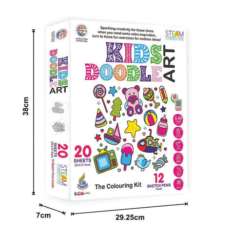 RATNA'S Doodle Art Colouring Kit - 20 Sheets & 12 Sketch Pens - Fun and Educational Colouring Set for Kids and Adults - Doodle Animal & Bird...