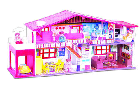 Toyzone Dollhouse (50 pcs) | Play Set for Girls| Role Play Set| Doll House with Furniture| Doll House Play Set for Kids with Furniture | Pretend Play Set (My Deluxe Doll House(50pcs)) Multicolor