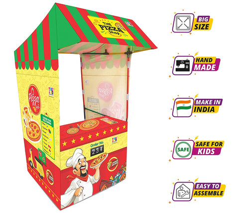 itoys Playhouse Tent for Kids/ Pizza Tent for Kids/Shop Theme Tent/Pretend Play Pizza Shop Tent