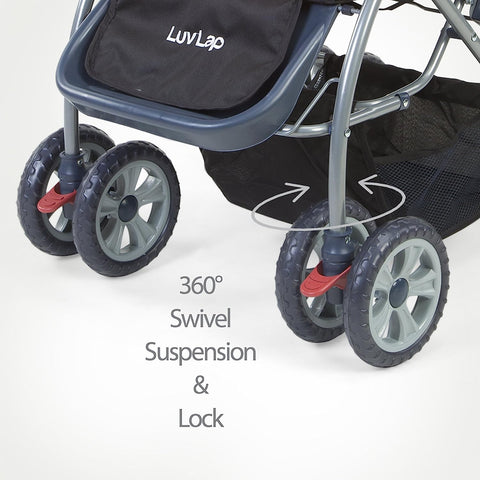 LuvLap Starshine Baby Stroller/Pram for 0 to 3 Years, New Born/Toddler/Kid, Lightweight, Adjustable backrest, 360° Swivel Wheel, Large Storage Basket,