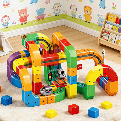 Magnetic Train Track Set,Electric Train Set Building Toy Train Track Gravity-Defying STEM Learning Fun Gift (81)