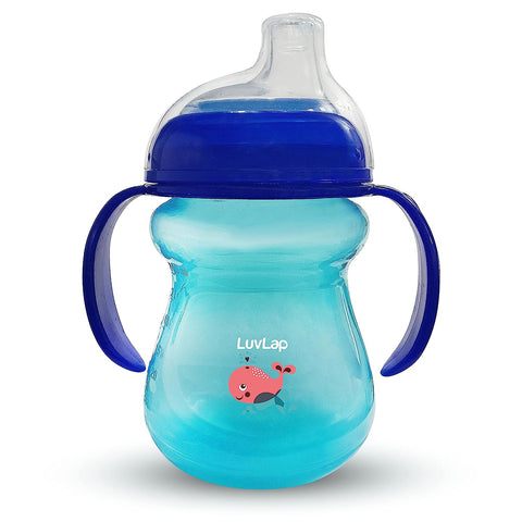 LuvLap Mobby Little Spout Sipper, BPA Free, 240 ml, 6m+ (Blue), Plastic, Silicone