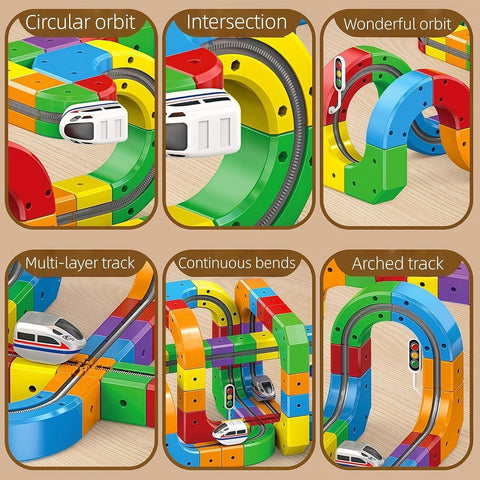Magnetic Train Track Set,Electric Train Set Building Toy Train Track Gravity-Defying STEM Learning Fun Gift (81)