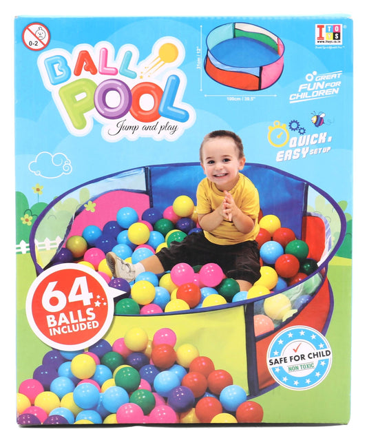 Ball Pool with 64 Balls Colorful Balls for Kids (Jump and Play)  (Multicolor)