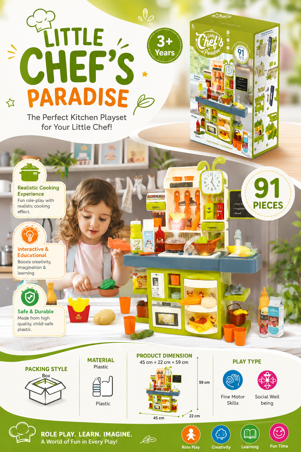 Little Chef's kitchen Paradise – 91-Piece