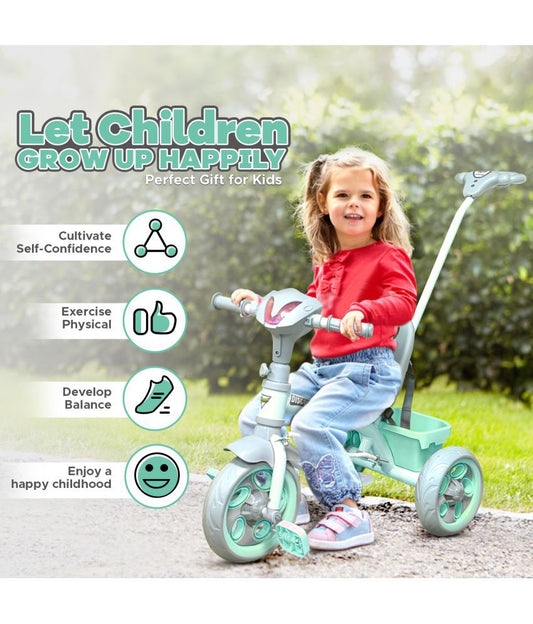 Discover Tricycle 2in 1, Both Girls & Boys, Adjustable for Ages 1-5, Safe and Durable Design, Green