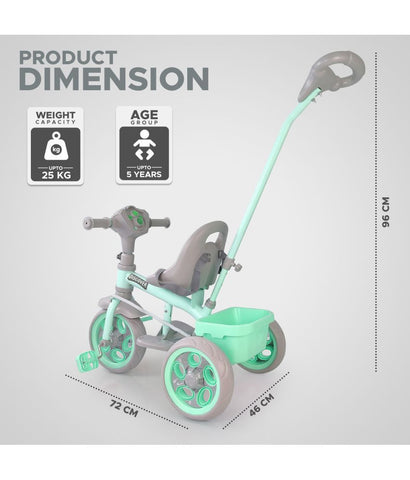 DASH Discover Tricycle 2in 1, Both Girls & Boys, Adjustable for Ages 1-5, Safe and Durable Design, Green