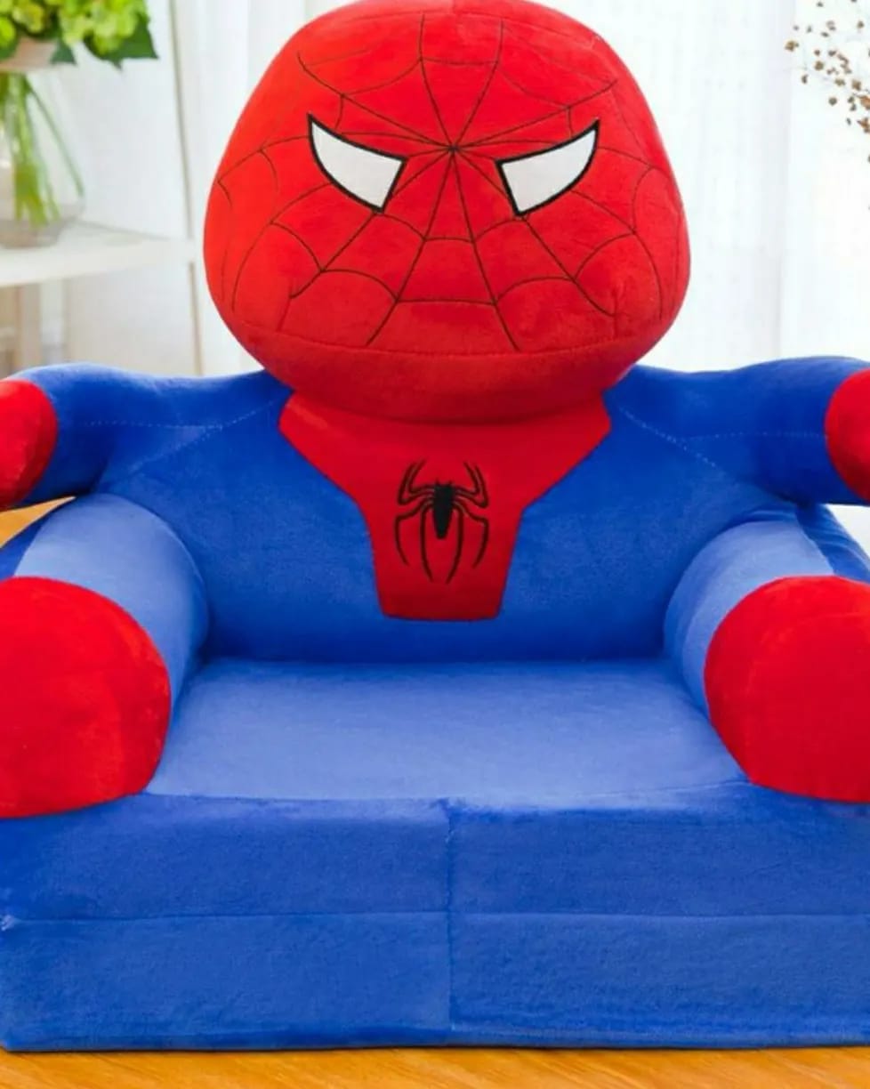 SPIDERMAN Foldable Kids Sofa, Plush Children Couch Backrest Armchair Bed With Pocket, Cartoon Upholstered 2 In 1 Flip Open Couch Seat For Infant Toddler