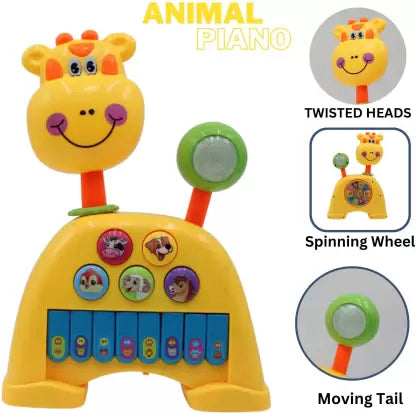 Musical Giraffe Piano with 4 Modes, Wonderful Animal Sound Toy for Kids, Baby  (Beige)