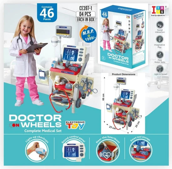 Doctor on Wheels - Complete Medical Set with Light and Sound - Multicolor