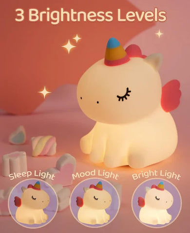 Cute Unicorn Design Silicone Night Light