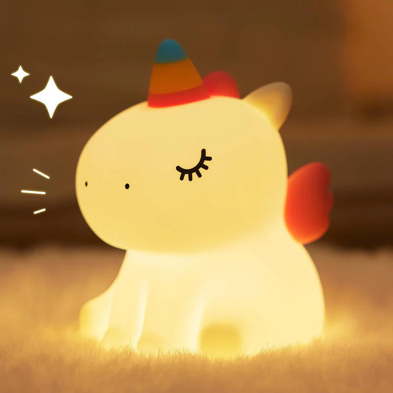 Cute Unicorn Design Silicone Night Light