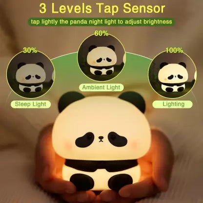 Panda Silicon Night Lamp for Kids Rechargeable Lamp Night Light Night Lamp  (9.4 cm, White)