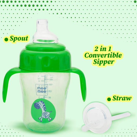 Mee Mee Easy Grip Sipper Cup with Twin Handle (210 ml) & 2 in 1 Spout and Straw Sipper Cup