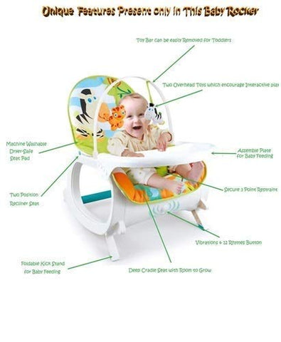 Newborn-to-Toddler Portable Rocker Chair with Tray with Vibration and Musical Mode, Supports up to 20 KG (44 lb), 0-36 Months